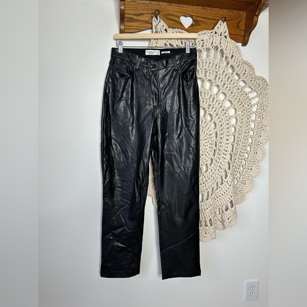 Abercrombie & Fitch Curve Love Ultra High Rise Straight Leg Vegan Leather Pants